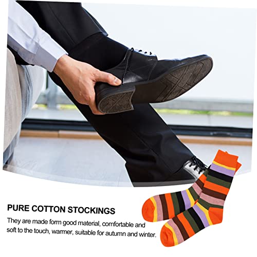 SOIMISS 1 Paar Herensokken Heren Gestreepte Sokken Warme Sokken Voor Mannen Sokken Voor Meisjes Regenboog Kniekousen Winter Crew Sokken Middelste Buissokken Mannelijke Winter Middenkous - Afbeelding 3