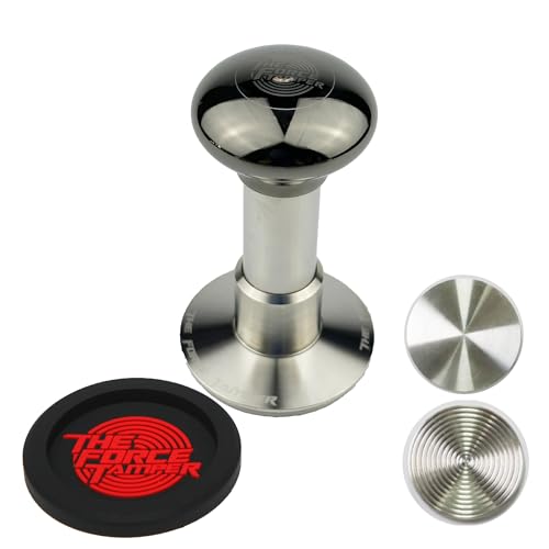 KuGuo The Force Tamper Automatic Impact Adjustable Constant Pressure and Autoleveling Coffee Tamper Black Mirror Jellyfish AL Handle Set Pro (Extend Set, 58.50mm)