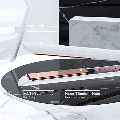 MOCREO Hair Flat Iron, 2 in 1 Straightening Iron and Curling Iron, Nano Titanium Straightener for Hair Professional, Flat Iron-Straightening-Curling-Iron-Straightener (White)