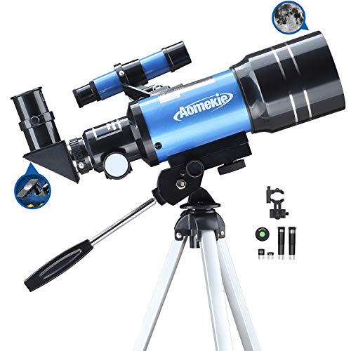 Aomekie Telescopio Astronomico 70mm para Niños Principiante Refractor Telescopios con Trípode Adaptador para Teléfono Ffiltro Lunar para observación de Estrellas y observación de