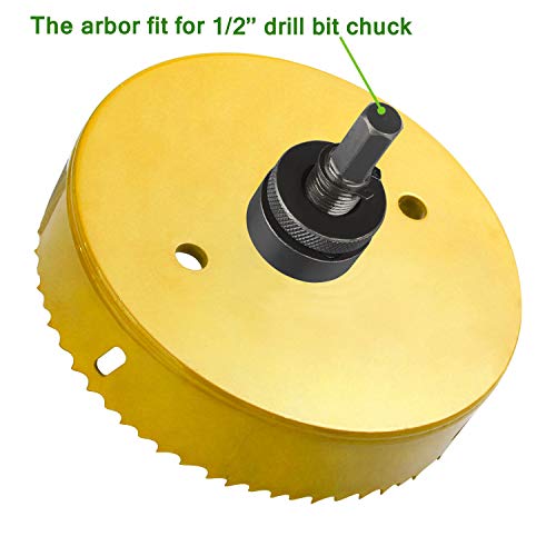 6 inch Hole Saw Blade for Cornhole Boards Corn Hole Drilling Cutter 152mm in Diameter BI-Metal Heavy Duty Steel & Hex Shank Drill Bit Adapter By STARVAST for Cornhole Game, Home Improvement (Yellow)