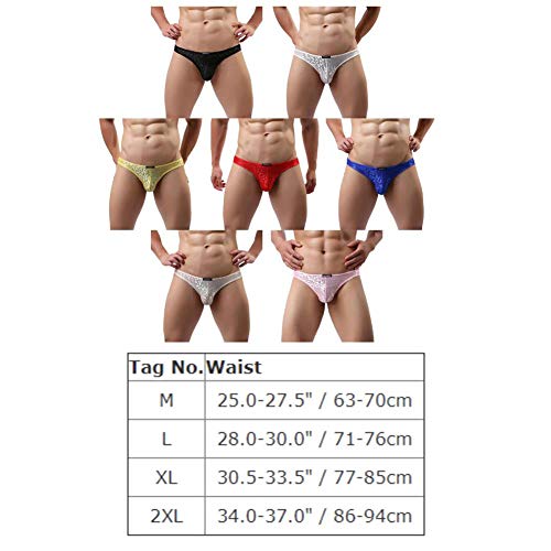 Men's Sissy Lace Floral Bulge Pouch Bikini Panties Low Rise Mesh Translucent Crossdress Lingerie Underwear Pink Medium #TOP6