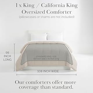 Southshore Fine Living, Inc. Oversized King Comforter, Pet Hair Resistant Bedding Comforters, Cal/King Down-Alternative Comforter/Bedspread, Fluffy and Cozy All-Season Comforters, Bone Color
