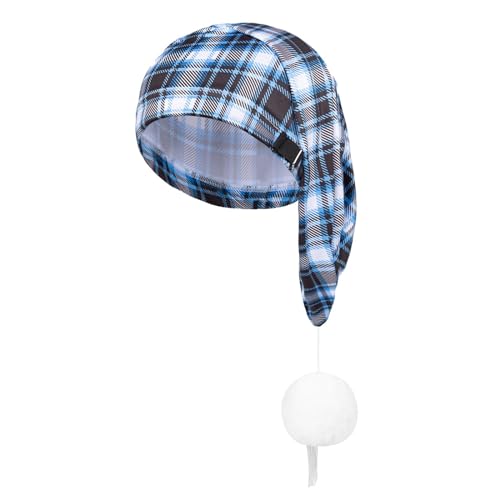 Generisch Bonnet unisexe à pointe, plaid, chemise de nuit, accessoire de bonnet de nuit avec pompon, fête à thème, costume de fête, carnaval, Noël., 3 verts.,...