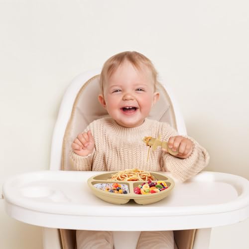 Image of Eascrozn 6 Pack Baby Spoons and Forks Set, Silicone First Stage Self Feeding Infant Toddler Utensils, BPA Free, Baby Led Weaning Feeding Supplies for Baby Essentials
