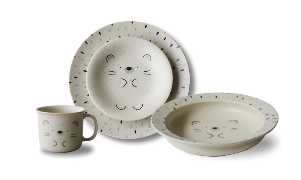 Minorutouki mino ware"MOGUMOGU" Gift Set Hedgehog pattern, BoxSize:8.86×13.78×3.54in 62.5oz Made in Japan