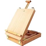 Miratuso Tabletop Easel, Premium Beechwood Art Easel, Adjustable Wooden Table Easel for Artist Beginner Students