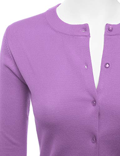 Image of LALABEE Women's Crew Neck Gem Button Long Sleeve Soft Knit Cardigan Sweater