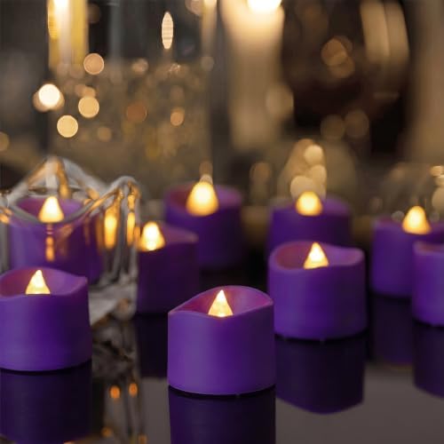 Image of Homemory 50-Pack Purple Flameless Battery Tea Light Candles, 200+ Hours