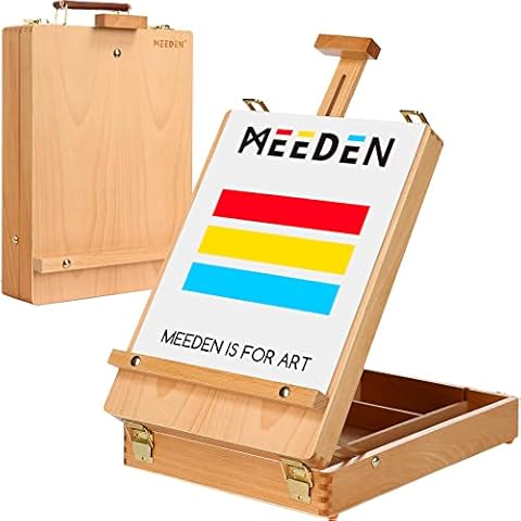 MEEDEN Studio Sketch Box Easel- Solid Beech Wood Universal Design Adjustable Tabletop Sketchbox Easel with Storage Box for Plein Air Artist, Art Students & Beginners Cover