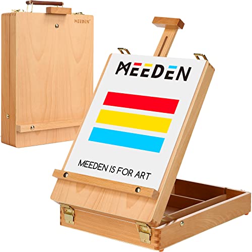 Meeden Studio - Caballete para bocetos de madera de haya maciza, diseño universal, ajustable, con caja de almacenamiento, para artista Plein Air, estudiantes de arte y principiantes