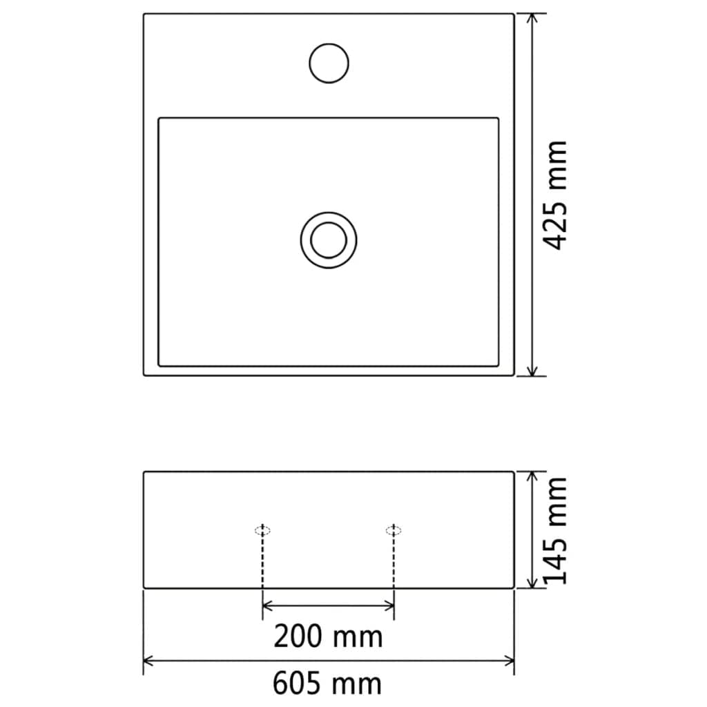 vidaXL Lavabo con orificio para grifo, cerámica, color blanco