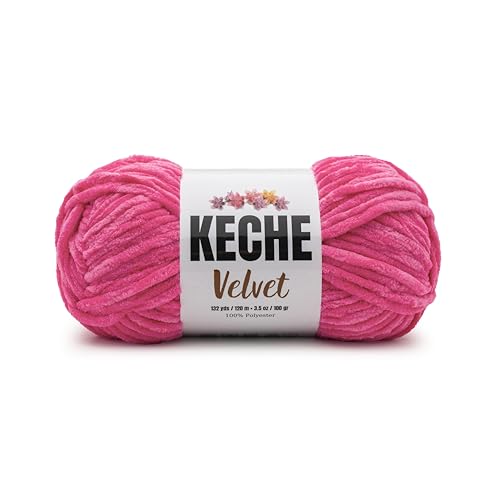 Image of Keche Velvet Yarn for Crocheting, Soft Chenille Bulky Baby Blanket Amigurumi Yarn 100 gr (132 yds) - Hot Pink