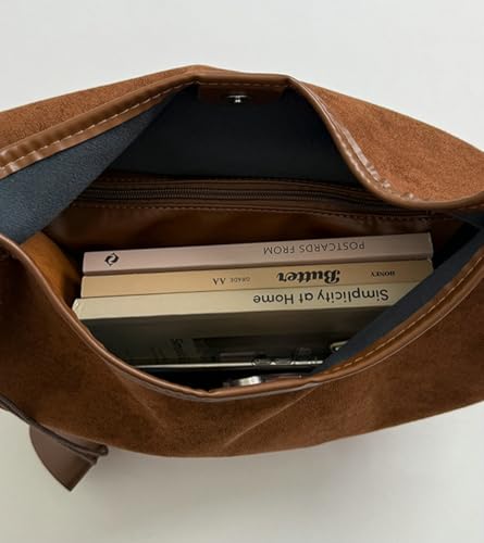 2 Pcs Slouchy Suede Bucket Hobo Bags Women Underarm Satchels Shoulder Bag Crescent Crossbody Purses Tote Handbag 20254