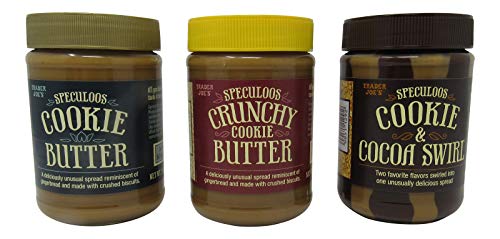 Variety Pack - Trader Joe's: 1) Speculoos Smooth Cookie Butter; 2) Speculoos Crunchy Cookie Butter; 3) Speculoos Cookie & Cocoa Swirl (Total 3 Jars)