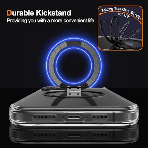 Coque béquille compatible iPhone 15 antichoc étui bleu transparent - 5