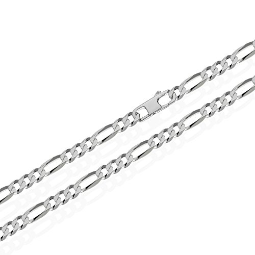 NKlaus Prawdziwe srebro wysokiej próby 925 łańcuszek Figaro 6x diamentowany szerokość 4,00 mm