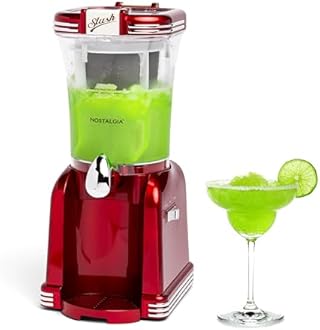 Nostalgia Frozen Drink Maker and Margarita Machine for Home - 32-Ounce Slushy Maker with Stainless Steel Flow Spout - Easy to Clean and Double Insulated - Retro Red