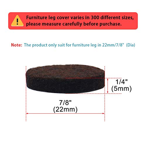 Almohadillas de fieltro antideslizantes para muebles redondos y patas de sillas marrón oscuro 3