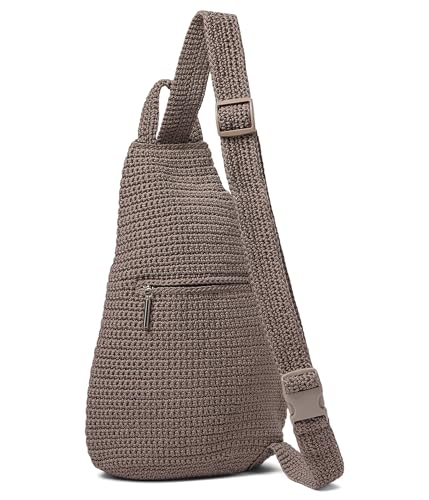 The Sak Geo Sling Backpack in Crochet, Single Sling Shoulder Strap, Mushroom