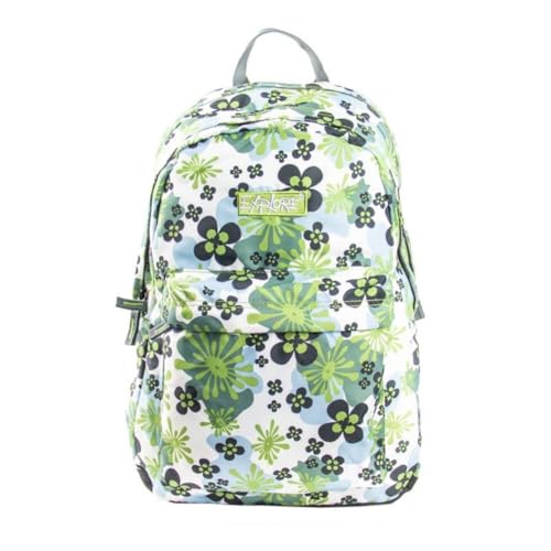 Mochilas Escolar Yes Street Estampadas Branco e Verde Flor Grande Faculdade Viagem Criança Aula