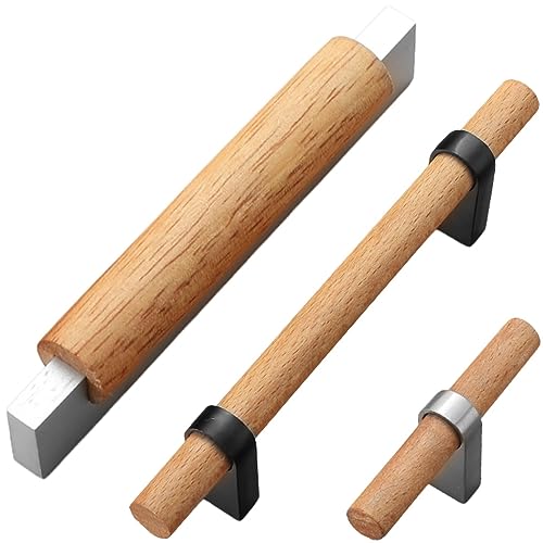 Poignées en bois pour meubles C-Bright silver entraxe 192mm pour tiroir