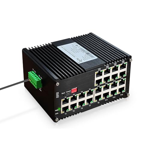 Image of 24-Port Managed PoE Gigabit Industrial Ethernet Switch, 2-Layer，Lightning Protection 4KV, IP40, -40C to 80C (-40F to 176F) Operating，Plug&Play,Support CLI, Web, DHCP Server /Client