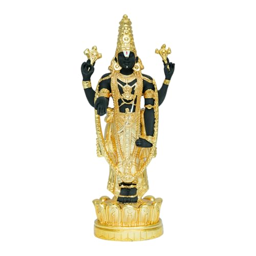 Image of Gold Plated Standing Balaji | Lord Venkateshwara Idol for Blessings, Wealth & Success |Lord Srinivasa Murti for Pooja Room, Office Desk & Gifting| Size: 9cm x 4cm x 22cm
