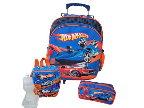 Kit Mochila Escolar Pista De Corrida Wheels Rodinha Tam G Meninos