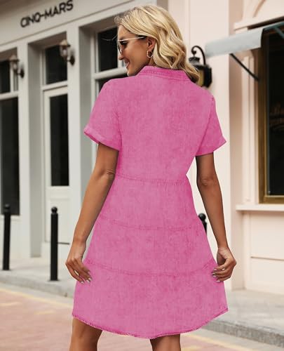 Image of Women's Denim Dress for Women Cute Blue Babydoll Denim Shirt Dress Denim Dress with Pockets