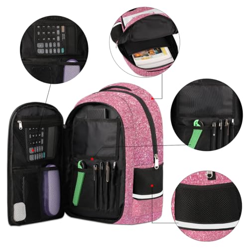 African Girl Personalized Kids Backpack for Boys Girls, Pink Glitter Print Custom Backpack Travel School Bag Bookbag Lightweight Daypack2