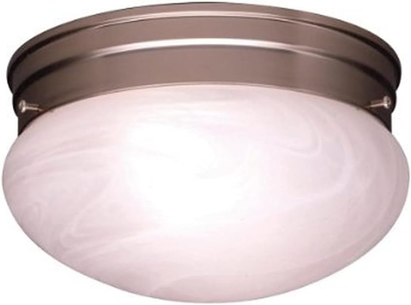 Kichler Ceiling Space 2-Light Flush Mount Ceiling Light Fixture with Alabaster Swirl Glass in Brushed Nickel for Kitchen, Bedroom, Hallway (9.25" x 5.5" x 9.25"), 8209NI