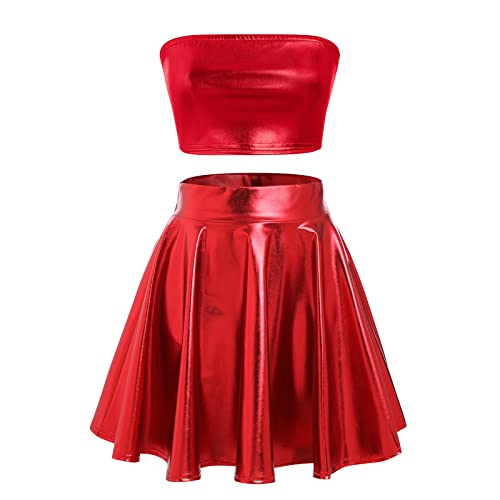 Costume alien femme pour Halloween et carnaval ensemble jupe kawaii et haut argenté