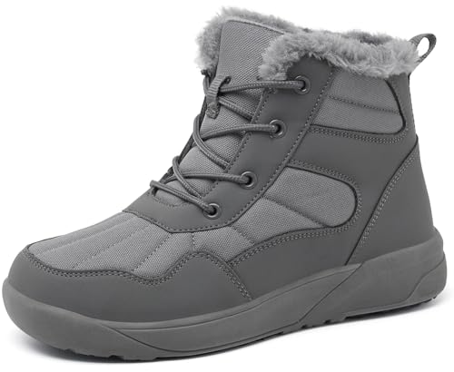 ChayChax Botas Invierno Mujer Botines de Nieve Forro Cálido Cómoda Botines con Cordones Impermeables Aire Libre,Gris,40 EU