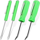 4 Pieces Pocket Magnetic Screwdriver Mini Slotted Head Magnetic Screwdriver with Pry Bar Set Pocket Clips for Home Office Car Gadgets Repair Tools Mechanics Electricians Technicians (Green)