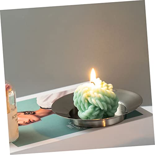 Cabilock Candle Tray Serving Tray Round Adorno Para Mesa De Black Circle Tray Storage Organizer Plate Plate Candle Holder Stainless Steel Candle Plate Tealight Candle Stand Burner #TOP6