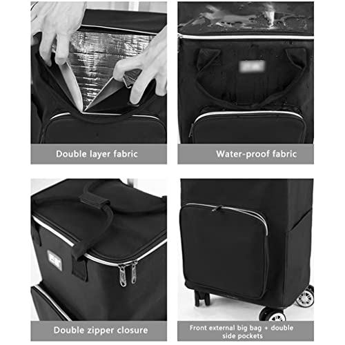 WLKINF Universal-Trolley zum Ziehen, Einkaufen, Zuhause, tragbar, geräuschlos, Einkaufstrolley, doppelt, wasserdicht… – Bild 7