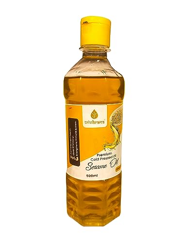 Image of Trivikrama Sesame Oil Bottle, 500 ML (Cheku /Ghani) | 100% Pure & Unrefined | Rich in MUFA & Omega-6 PUFA | Multipurpose Edible Oil | Contains Natural Anti-Oxidants