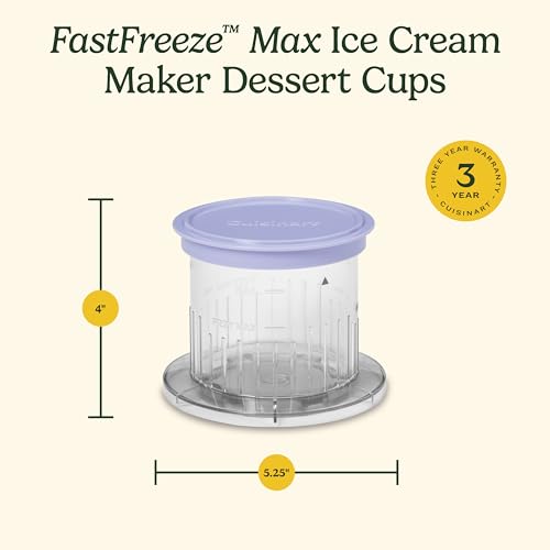 Image of FastFreeze MAX Ice Cream Maker Dessert Cups 2-Pack - 1-Pint Freezer Cups with Lids, Dishwasher-Safe, Compatible with ICE-FD50 for Homemade Ice Cream, Sorbet, Smoothies & Frozen Desserts