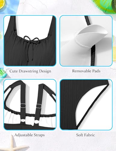 Image of CRISONE Girls One Piece Swimsuits Adjustable Straps Bathing Suit Color Block Padded Pool Beach Swimwear 9-16Y