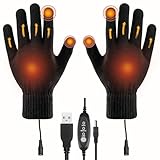 Poeloisy Guantes Calefactables USB Invierno para Hombre y Mujer, Guantes Térmicos con Pantalla Táctil, Calefacción Doble Cara 3 Niveles para Moto, Ciclismo, Senderismo y Actividades al Aire Libre