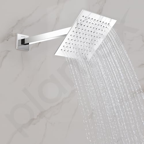 Image of Plantex 14-Inch Shower Arm for Overhead Shower /Stainless Steel Shower Pipe /Wall Mount Bathroom Fitting with -Inch Thread - Pack of 1 (Chrome)