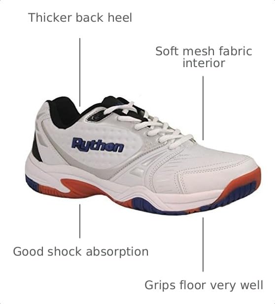 Image of Python Deluxe Indoor Court Shoes | (Racquetball, Squash, Badminton, Indoor Pickleball, Volleyball) (Low & Mid) (Black & White Colors) (Non-Slip) (Non-Marking)