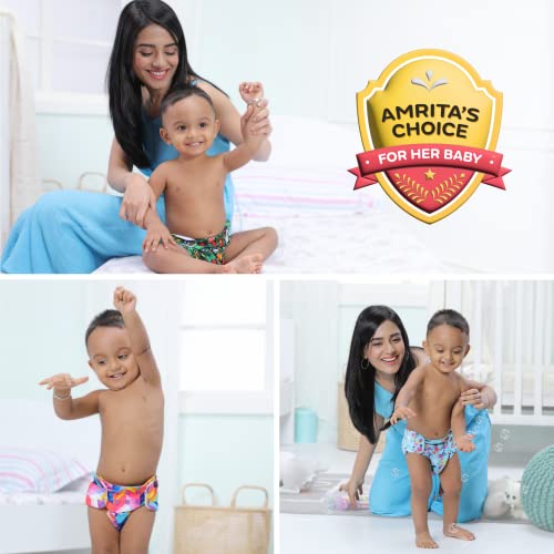 Image of Mylo Leak Proof Baby Cloth Diaper Combo (3 Diaper & 3 Inserts) for 3 Months to 3 Years Babies | Oeko Tex Certified Washable & Reusable Baby Cloth Diaper | Free Size-Cherry Blossom,Celebration&Pet Love
