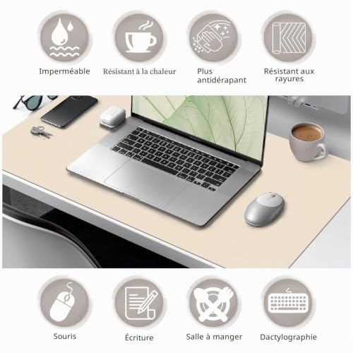 Niviy Sous Main Bureau Sous-Mains Cuir PU Tapis de Souris 60x40cm – vue 6