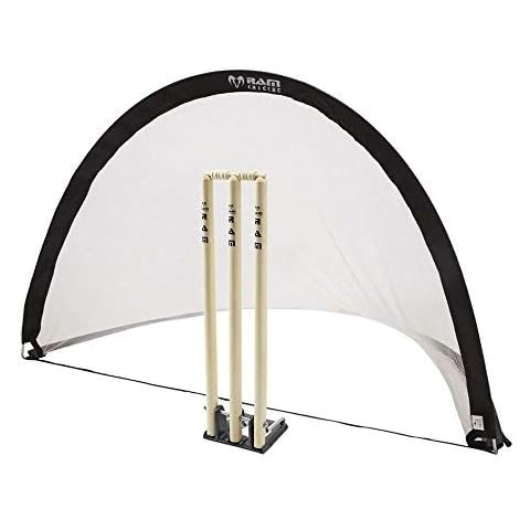 Ram Cricket Pop-Up Ball Stop | Fielding Goal | Colour Black | Stumps Sold Separately | Single Net Carry Bag & Pegs Included | Lightweight & Collapsible Cover