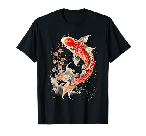 Poisson Koi Japonais et Fleurs Natation Poisson Tatouage T-Shirt
