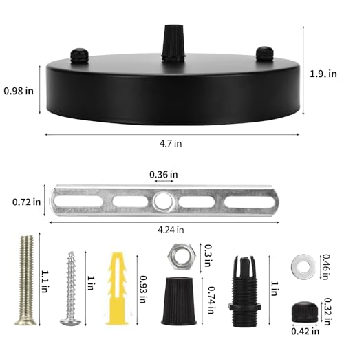 Image of Sangle Sopffy Pendant Light Canopy Kit, 5 1 /8 Inches Ceiling Lighting Canopy Kit with All Mounting Hardware Modern Chandelier Ceiling Plate Cover for Pendant Lighting Fixtures (black-2PC, 4.7inch)