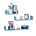 Relaxdays Regalbrett 3er Set, Hängeregal Wand, Wandboard Holz, Gewürzregal hängend, Wandregal, U-Form, MDF, blau
