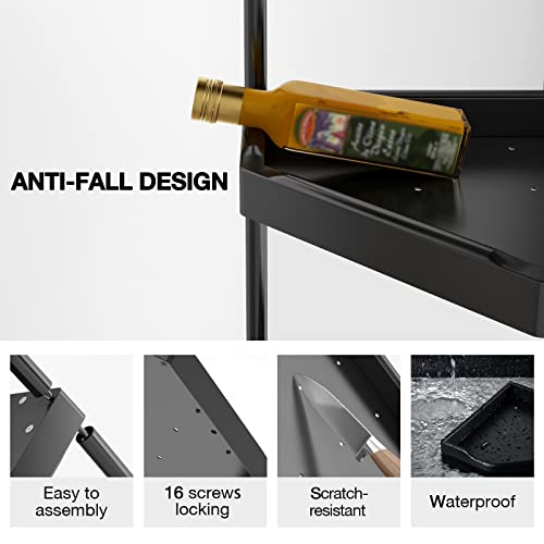 Villertech Corner Shelves 3 Tier Small Corner Bookshelf Kitchen Bathroom Standing Shelf Display Rack Storage Rack Plant Stand Room Decor Black #TOP5